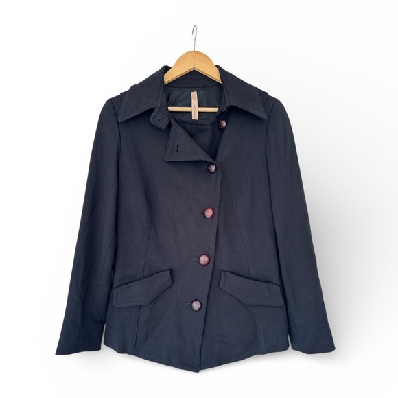 Bailey 44 Jackets & Blazers - Womens Black Military Style Jacket Button Up Collared Cropped Fit NWOT Bailey 44